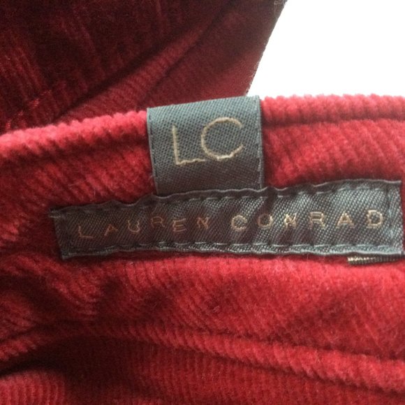 LC Lauren Conrad Festive Candy Red Corduroy Stretch Skinny Pants Size 10 - Picture 4 of 6